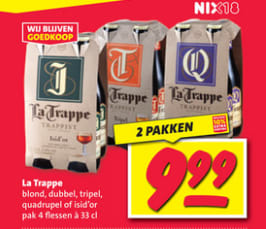 2 pakken La Trappe voor €9,99 bij de Nettorama