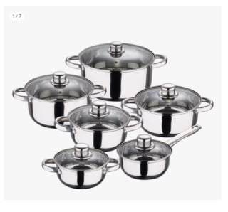 Bateria de cocina 12 piezas San Ignacio de acero inoxidable en color cromado colección Cassel por 25.57€
