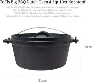 ToCis Big BBQ Galloway 4.5 gietijzeren braadpan Dutch Oven voor €17,99 bij Amazon