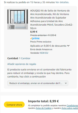 Kit de Sello de Ventana de Aire Acondicionado AOUQEE 25x62-92cm por 8,99€