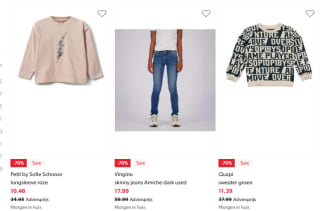 70% korting op merk kinderkleding van o.a. Noppies, Z8, Little Dutch, Name It en meer bij Wehkamp