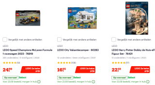 Alle Lego de 2e halve prijs bij Bol