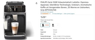 PHILIPS Serie 5500 Volautomatisch LatteGo- Espresso-Apparaat voor €529,56 bij Amazon