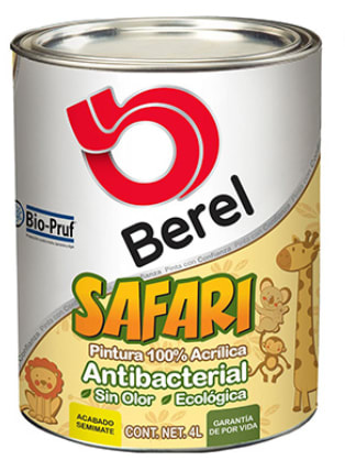 Pintura Berel Safari 4 L + gratis 2L pintura acrílica antibacterial por $839