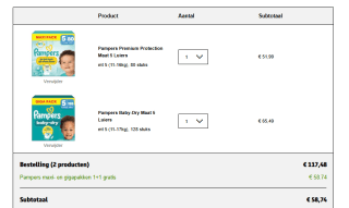 Pampers maxi- en gigapakken 1+1 gratis bij Kruidvat