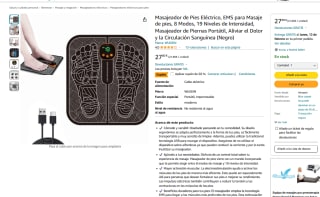 Masajeador de Pies Eléctrico, EMS para Masaje de pies, 8 Modos, 19 Niveles de Intensidad