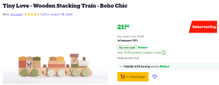 Tiny Love 17-delige bouwstenenset "Stacking Train - Boho Chic" voor €21,95 bij Bol