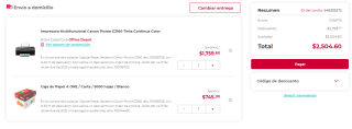 Multifuncional Canon Pixma G2160 + Pack 5000 Hojas por $2,505 en Office Depot