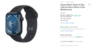 Apple Watch Series 9 GPS 45mm por $6,983 en Mercado Libre
