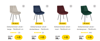Velvet eetkamerstoelen voor €39 bij de Xenos