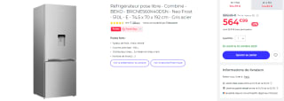 Réfrigérateur pose libre, combiné - BEKO à 564,99€