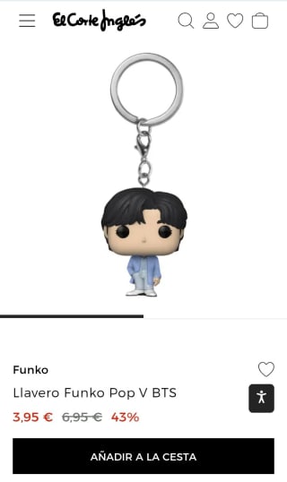 Llavero Funko Pop V BTS por 3,95€.