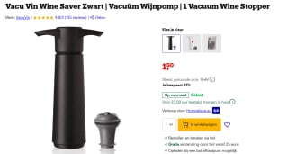 Vacu Vin Vacuumpomp Zwart + Dop voor €1,50 bij Bol