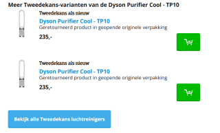 Tweedekans Dyson Purifier Cool - TP10 voor €235 bij Coolblue