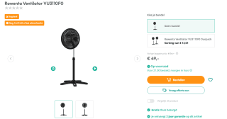 Rowenta Ventilator VU3110F0 voor €49 en Duopack voor €84,99 bij Art & Craft