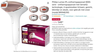Philips Lumea Ontharingsapparaat met 4 opzetstukken voor €349,99 bij Amazon.nl