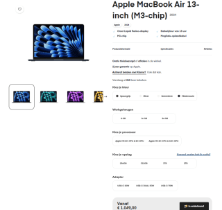 Apple MacBook Air 13-inch (M3-chip) 2024 voor €1.049 bij Amac
