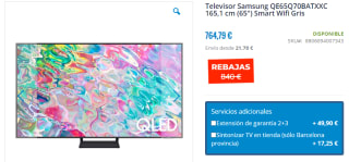 Televisión QLED 65 pulgadas Samsung QE65Q70BATXXC por 764,79€
