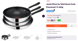 Jamie Oliver 3-delige pannenset 24cm koekenpan, 28cm koekenpan en 28cm wokpan voor €59,99