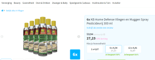 6x KB Home Defense Vliegen en Muggen Spray Pesticidevrij 300 ml voor €27,23 bij Plein
