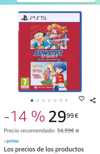 Sunsoft is Back! Retro Games selección PS5 por 29,99€.