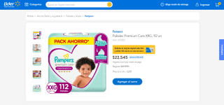 Pañales Premium Care Xxg, 112 Un por $22.545