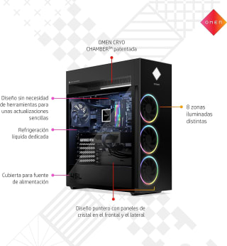 Torre Gaming HP OMEN 45L GT22-0025ns con AMD Ryzen 7 5800X, 16 GB RAM, 1 TB SSD, NVIDIA GeForce RTX 3070 Ti por 1349€