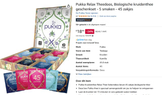 Pukka Relax Selection Box - Biologische Kruidenthee - 45 theezakjes voor €18,99 bij Amazon