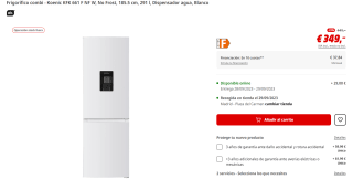 Frigorífico combi Marca Koenic KFK 661 F NF W, No Frost, 185.5 cm, 291 l, Dispensador agua por 296.65€