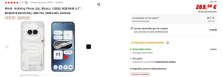Móvil Nothing Phone (2a) de 8GB/128GB por 263,64€