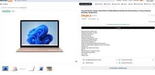 Microsoft Surface Laptop 4 5BT-00063 i5-1135G7 8GB 512 GB SSD Táctil Windows 10 Home Notebook Sandstone por solo 379€