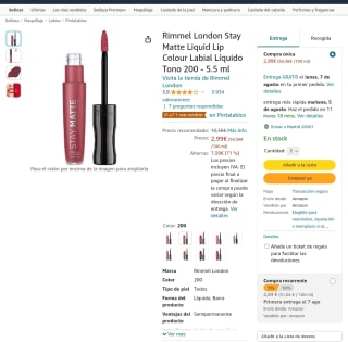 Rimmel London Stay Matte Liquid Lip Colour Labial Líquido Tono 820 5.5 ml por 2,99€