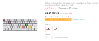 Teclado Mecánico Super Mario a $64 en AliExpress