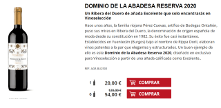 6 Botellas de Dominio de la Abadesa Reserva 2020 por 44€