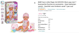 BABY born Little Magic Girl 835333 voor €19,31 bij Amazon
