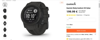 Reloj inteligente marca Garmin Instinct 2S Solar por 199,99€