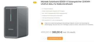 Marstek B2500-D 2240Wh krachtcentrale(1600/800W, LiFePo) voor €380