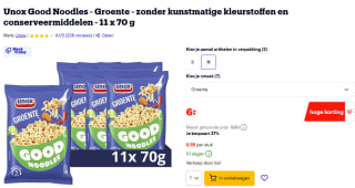 11x 70 g Unox Good Noodles Groente voor €6 bij Bol