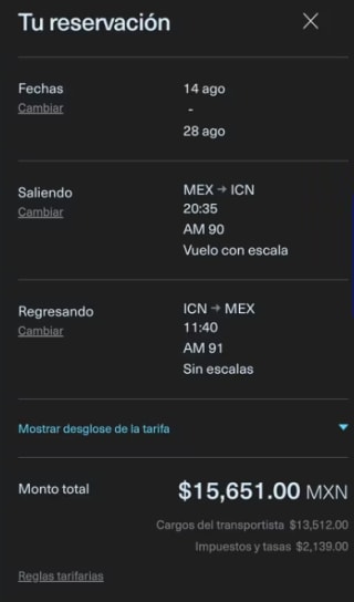 Vuelo MEX a Corea del Sur con Equipaje por $15,651 en Aeromexico