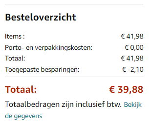 5% korting bij 3 artikelen bij Amazon