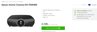 Epson Home Cinema EH-TW9400 voor €2.149 bij Paradigit