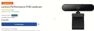 Lenovo Performance Webcam voor €44,95 bij Lenovo