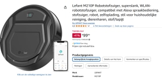 Lefant M210P Robotstofzuiger v voor €99,99 bj Amazon