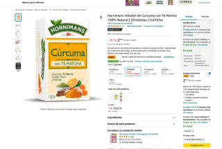 Hornimans Infusión de Cúrcuma con Té Matcha 100% Natural 20 bolsitas ConTeína por solo 1,71€