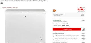 Congelador horizontal - OK OFZ 181 F W, Compresión, 85 cm, 290 Litros, Display por 259€