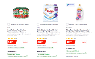 Tot 66% korting op was-, vaat- & schoonmaakmiddelen van o.a. Ariel, Lenor, Witte Reus