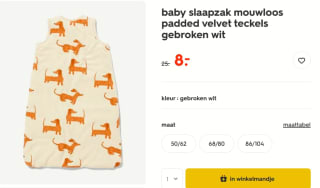 Mouwloos baby Slaapzak voor €8 bij de Hema