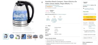 Tetera Eléctrica Hamilton Beach Compact por $361 | Descuento Amazon