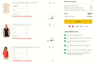 20% korting op alles bij de Hema