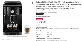 Magnifica S Volautomatische espressomachines voor €269 bij Amazon